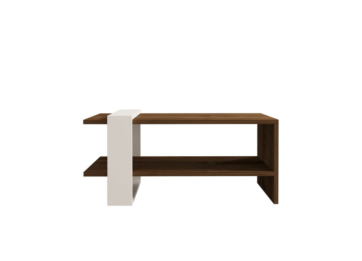 Dohányzóasztal Gaye - Walnut, White-VASBÚTOR