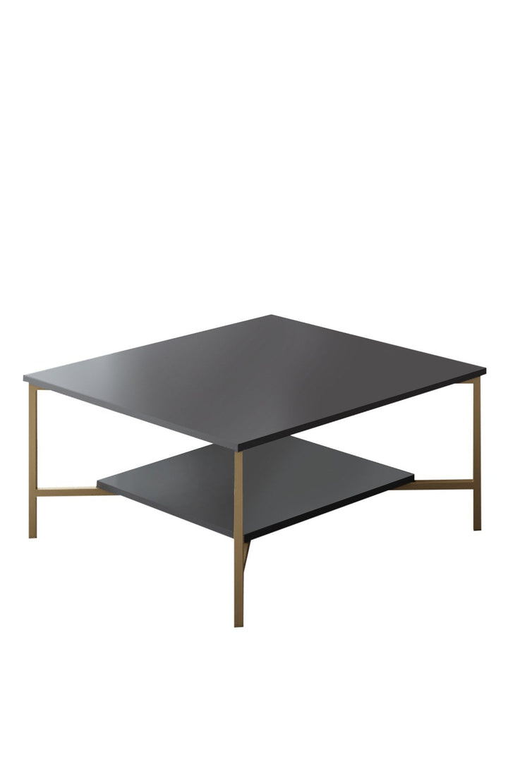 Dohányzóasztal Gold Line - Anthracite, Black-VASBÚTOR
