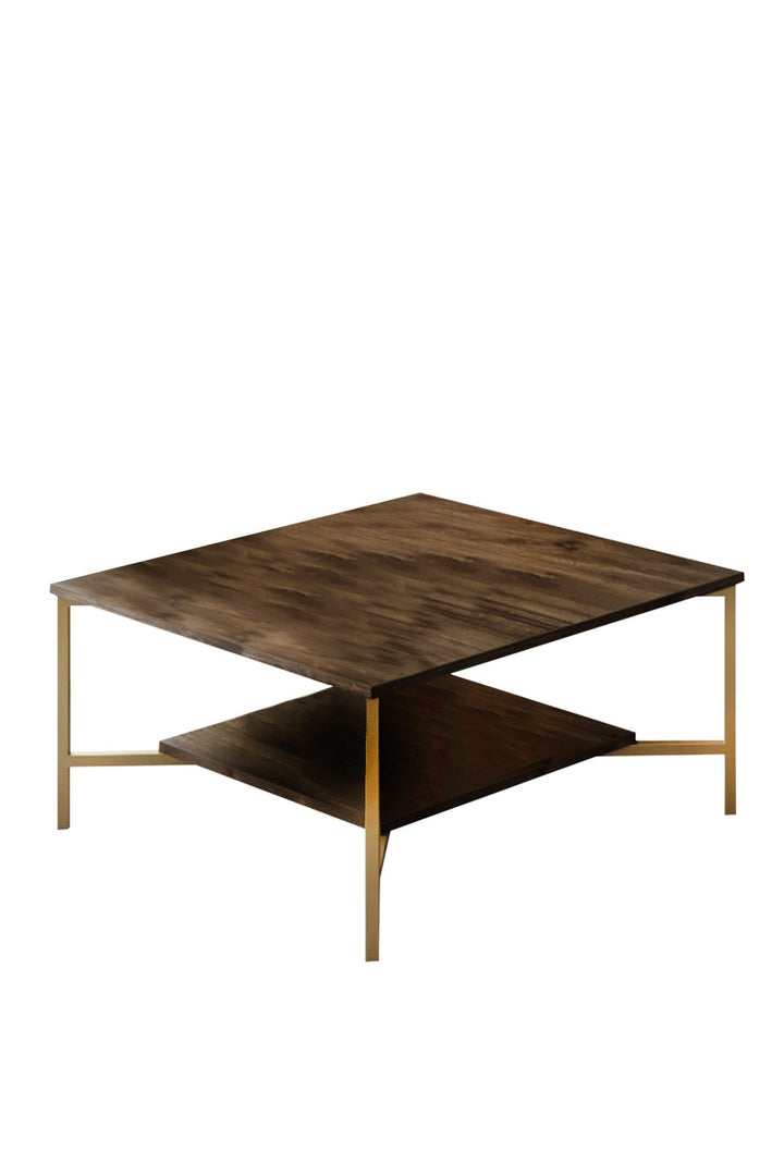 Dohányzóasztal Gold Line - Walnut, Black-VASBÚTOR