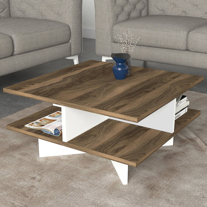Dohányzóasztal Hamton - Walnut, White-VASBÚTOR