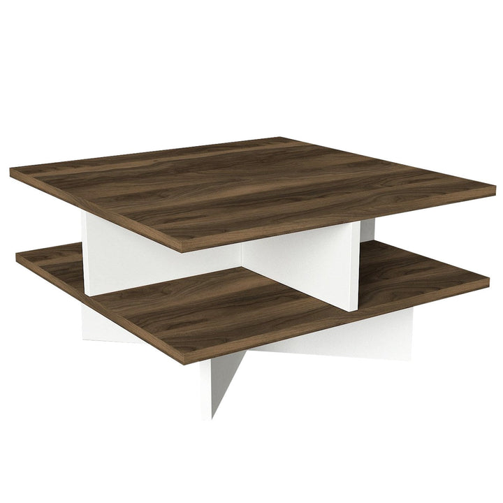 Dohányzóasztal Hamton - Walnut, White-VASBÚTOR