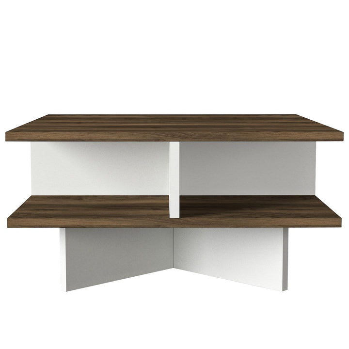 Dohányzóasztal Hamton - Walnut, White-VASBÚTOR