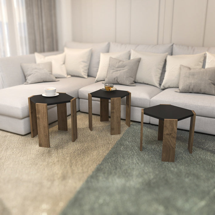 Dohányzóasztal Lori - Anthracite, Walnut-VASBÚTOR