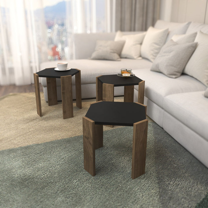 Dohányzóasztal Lori - Anthracite, Walnut-VASBÚTOR