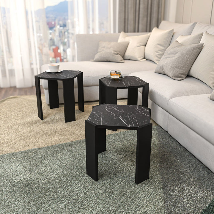 Dohányzóasztal Lori - Black, Marble-VASBÚTOR