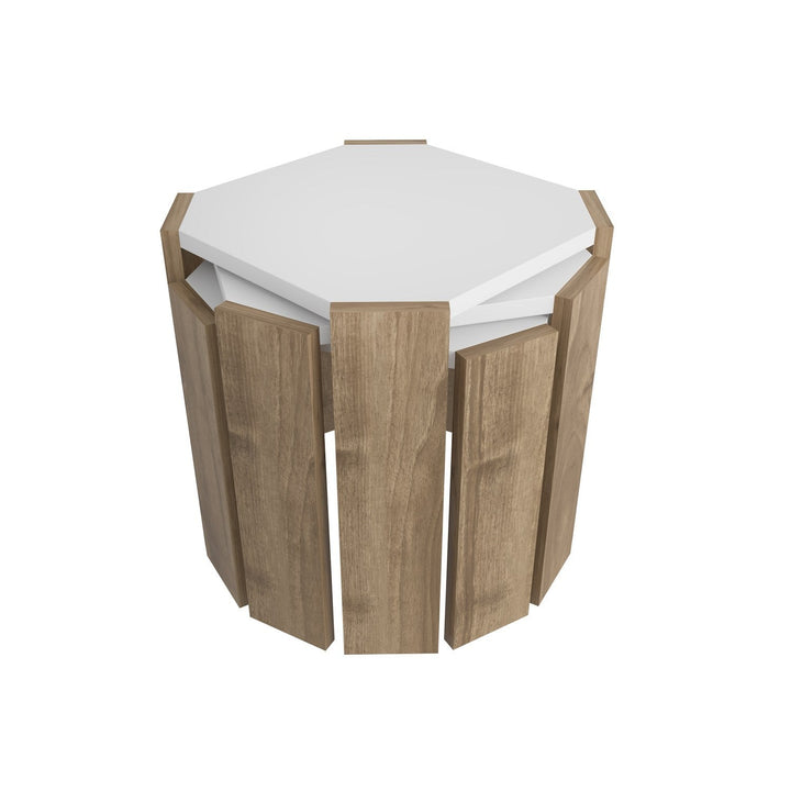 Dohányzóasztal Lori - White, Walnut-VASBÚTOR