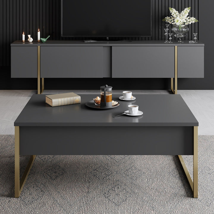 Dohányzóasztal Luxe - Anthracite, Gold-VASBÚTOR