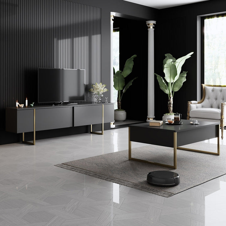 Dohányzóasztal Luxe - Anthracite, Gold-VASBÚTOR