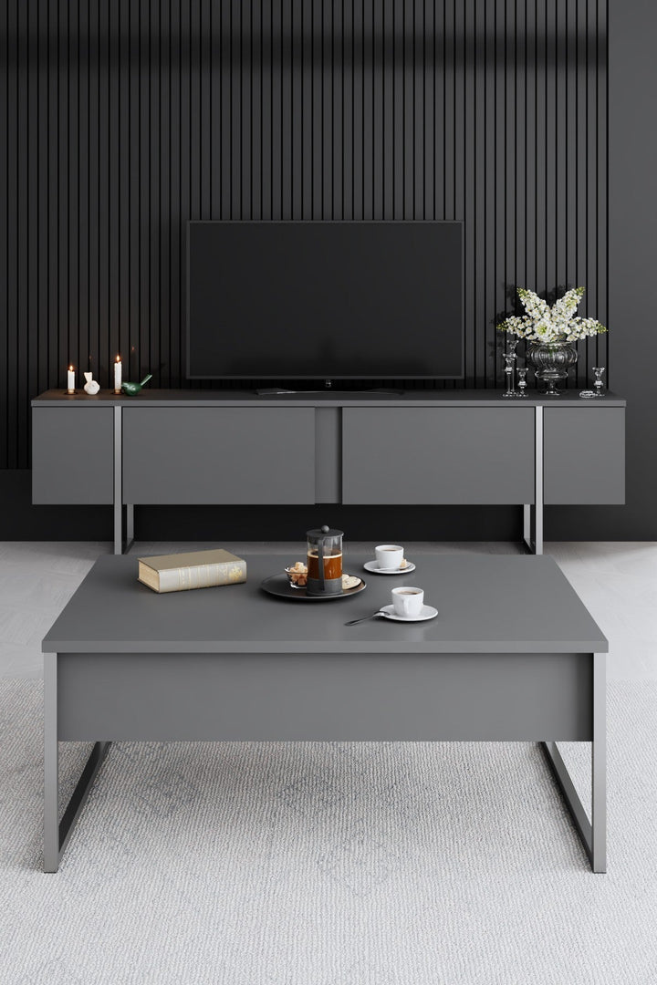 Dohányzóasztal Luxe - Anthracite, Silver-VASBÚTOR