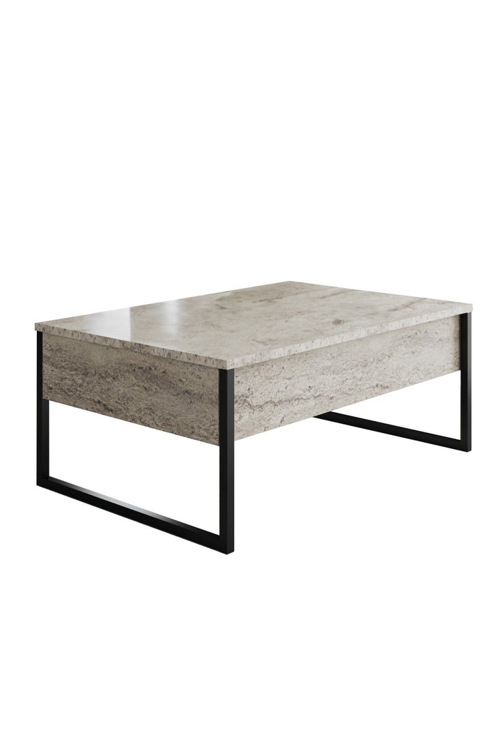 Dohányzóasztal Luxe - Travertine, Black-VASBÚTOR