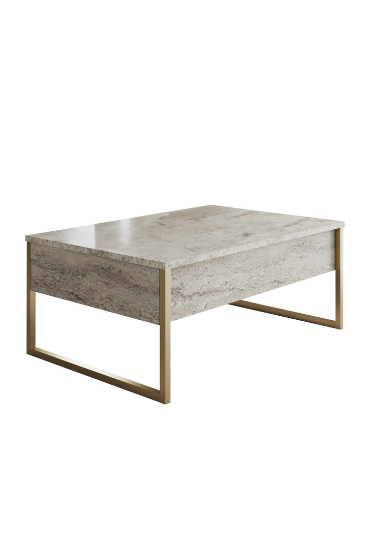 Dohányzóasztal Luxe - Travertine, Gold-VASBÚTOR