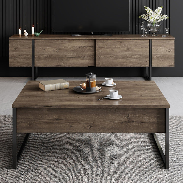 Dohányzóasztal Luxe - Walnut, Black-VASBÚTOR