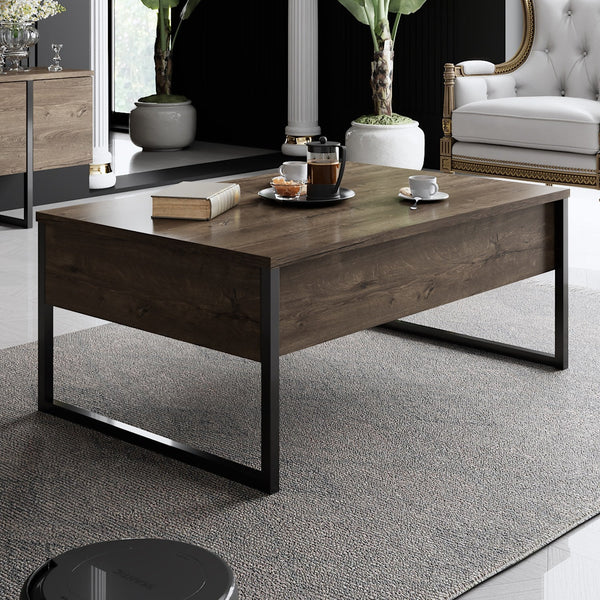 Dohányzóasztal Luxe - Walnut, Black-VASBÚTOR
