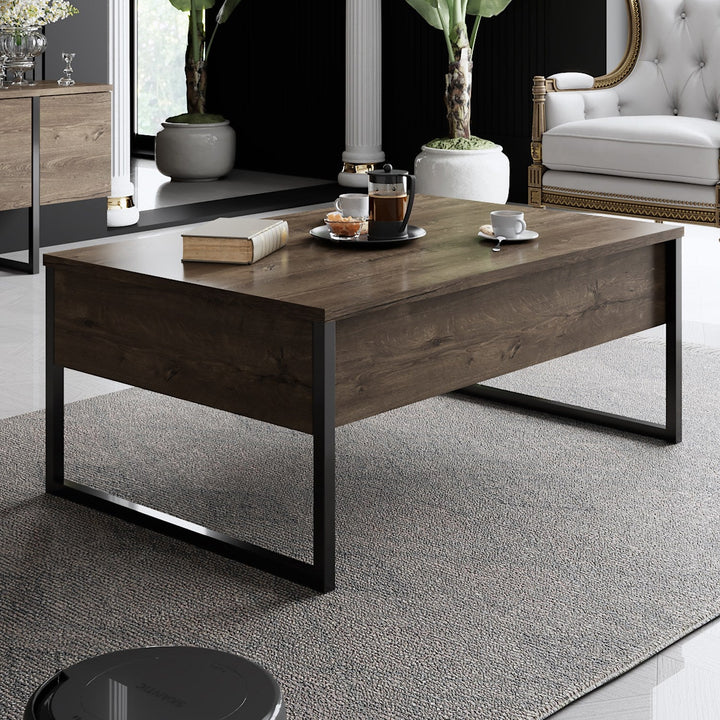 Dohányzóasztal Luxe - Walnut, Black-VASBÚTOR