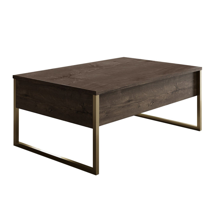 Dohányzóasztal Luxe - Walnut, Gold-VASBÚTOR