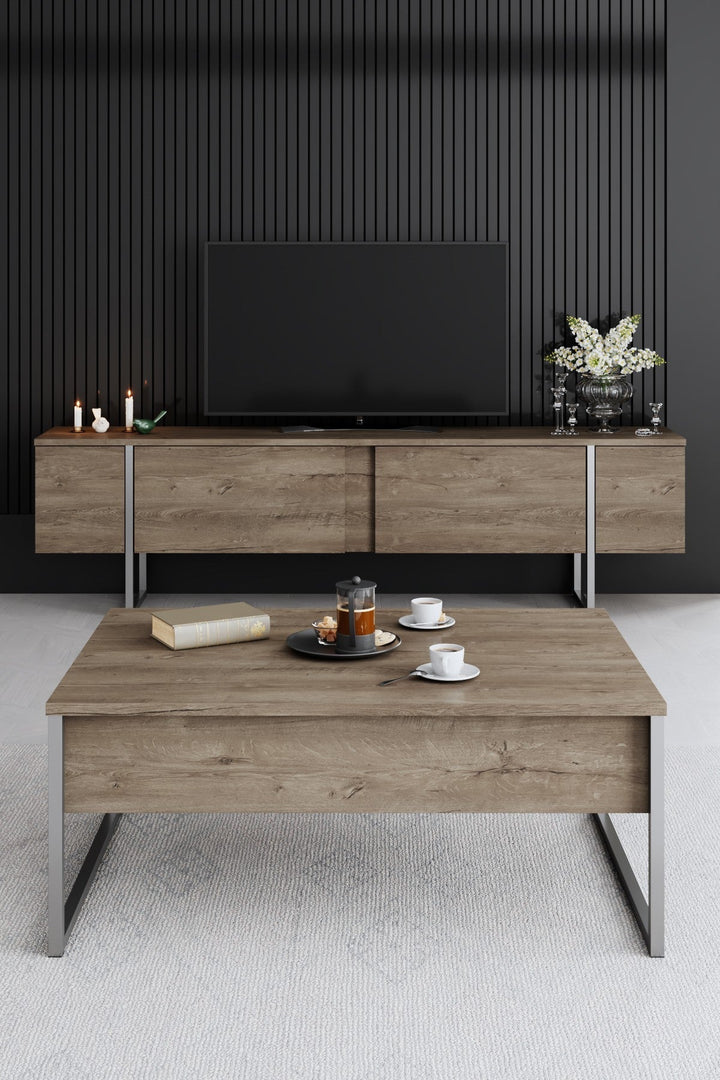 Dohányzóasztal Luxe - Walnut, Silver-VASBÚTOR