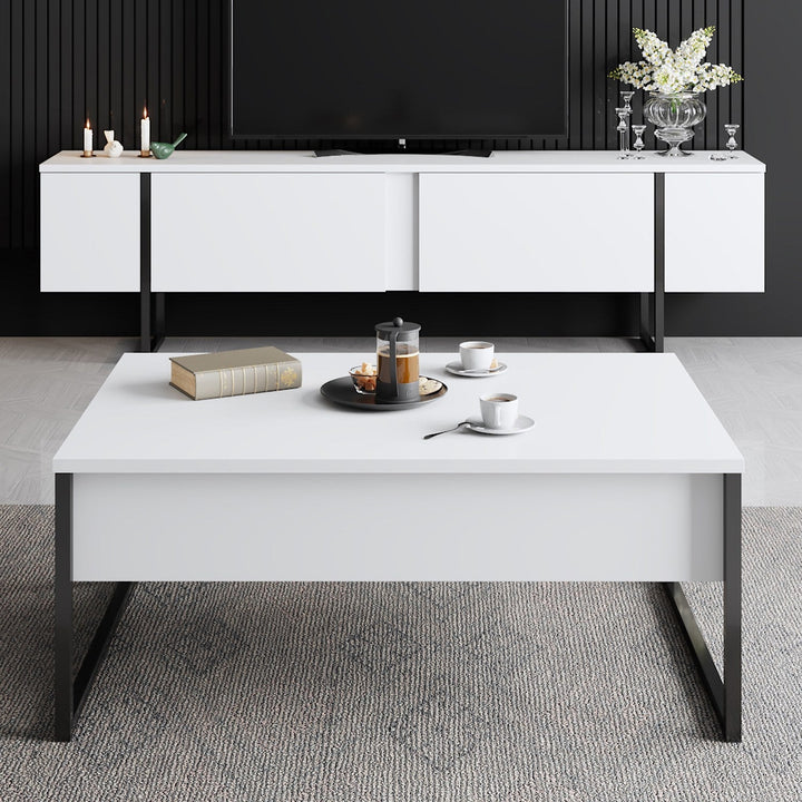 Dohányzóasztal Luxe - White, Black-VASBÚTOR