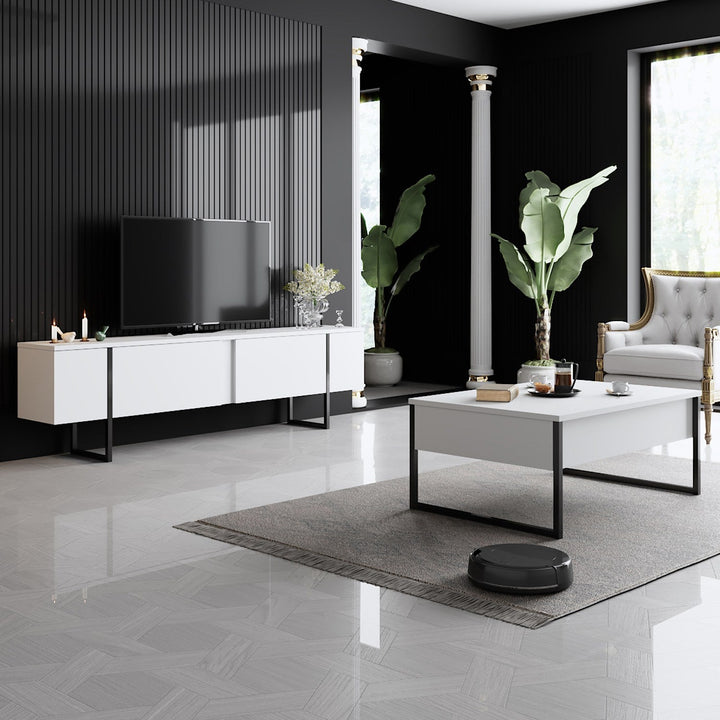 Dohányzóasztal Luxe - White, Black-VASBÚTOR