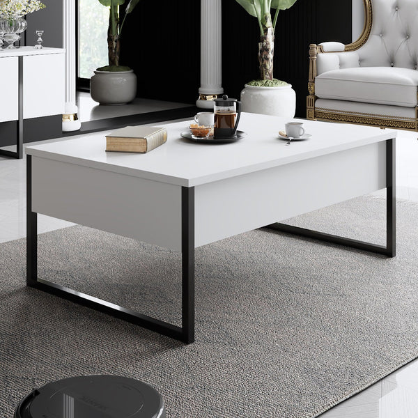 Dohányzóasztal Luxe - White, Black-VASBÚTOR