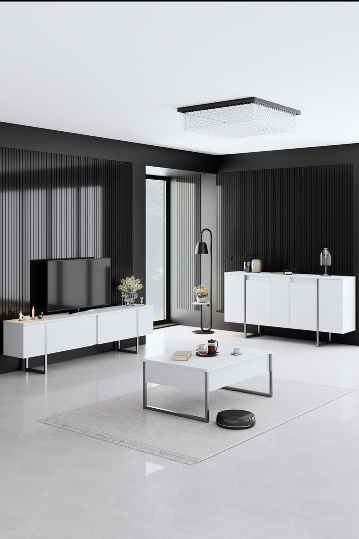 Dohányzóasztal Luxe - White, Silver-VASBÚTOR