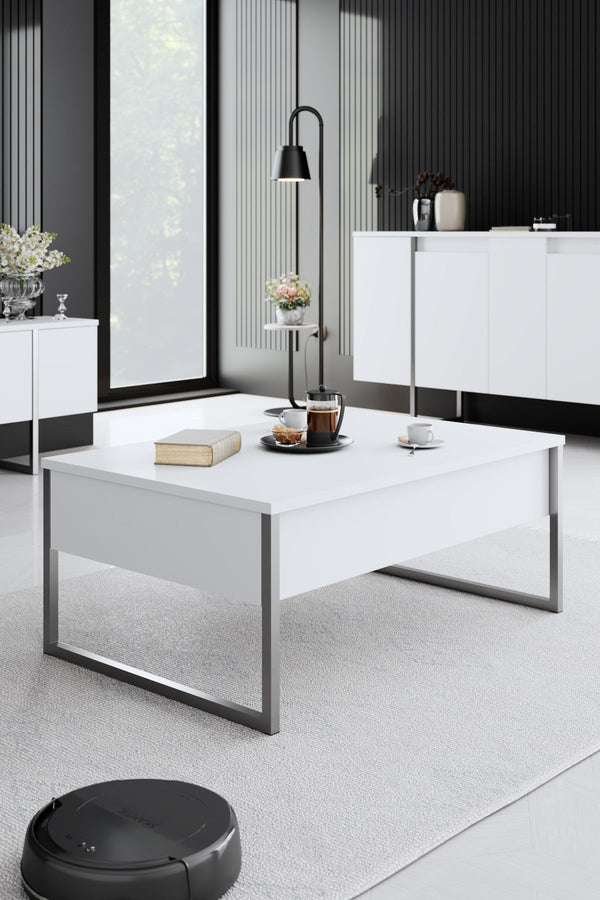 Dohányzóasztal Luxe - White, Silver-VASBÚTOR