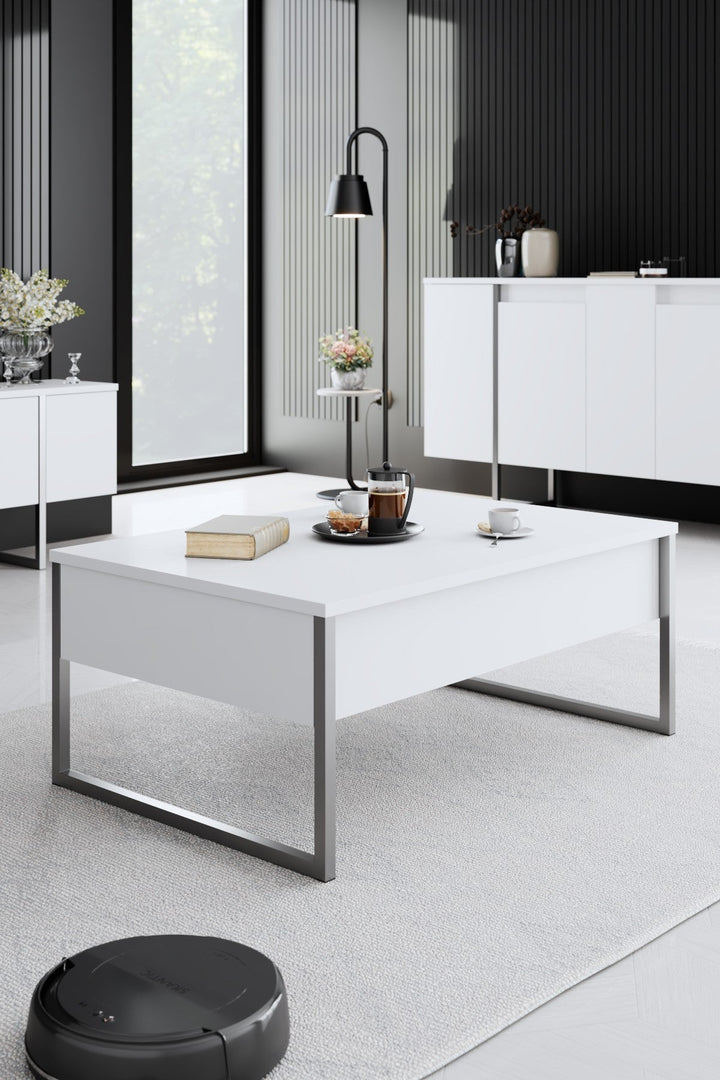 Dohányzóasztal Luxe - White, Silver-VASBÚTOR