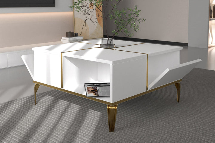 Dohányzóasztal Nirvana - White, Gold-VASBÚTOR
