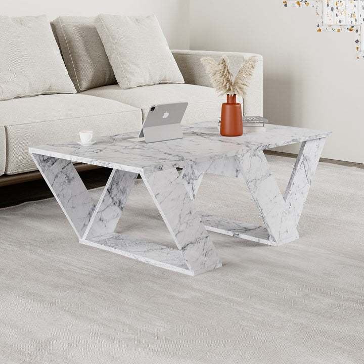 Dohányzóasztal Pipra - Carrara Marble-VASBÚTOR