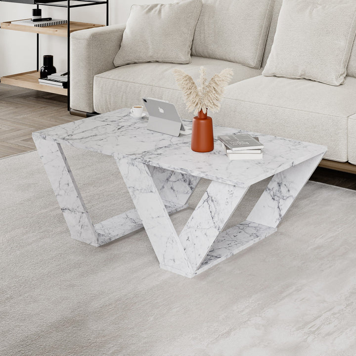 Dohányzóasztal Pipra - Carrara Marble-VASBÚTOR