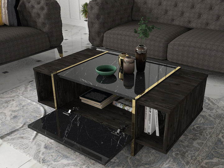 Dohányzóasztal Veyron - Black, Gold-VASBÚTOR