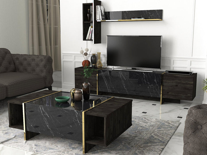 Dohányzóasztal Veyron - Black, Gold-VASBÚTOR