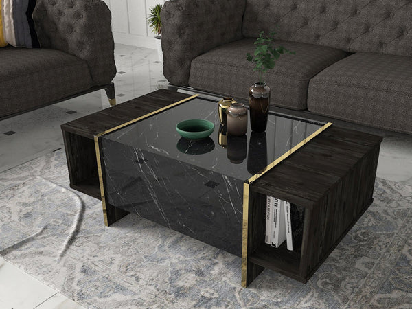 Dohányzóasztal Veyron - Black, Gold-VASBÚTOR
