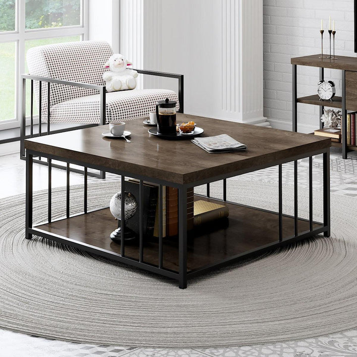 Dohányzóasztal Zenn - Walnut, Black-VASBÚTOR