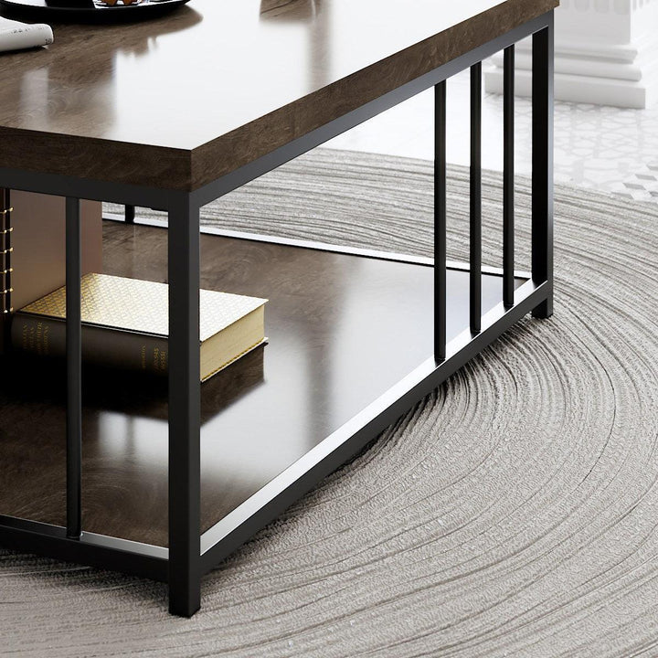 Dohányzóasztal Zenn - Walnut, Black-VASBÚTOR