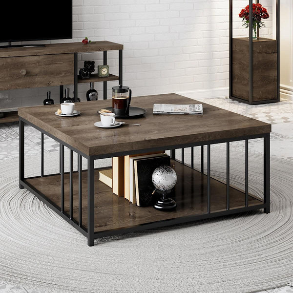 Dohányzóasztal Zenn - Walnut, Black-VASBÚTOR