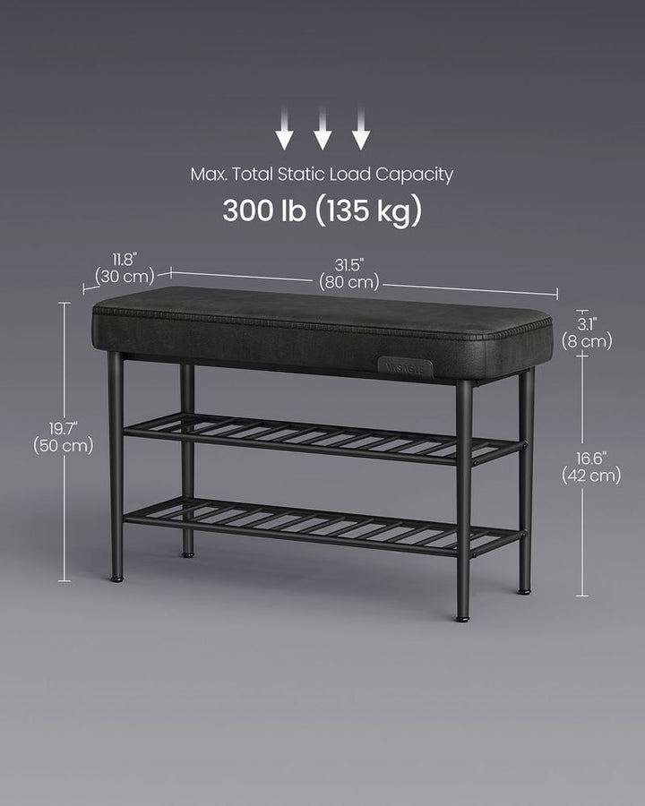 EKHO Cipőpad, Bejárati cipőtartó 30x80x50 cm, fekete-VASBÚTOR