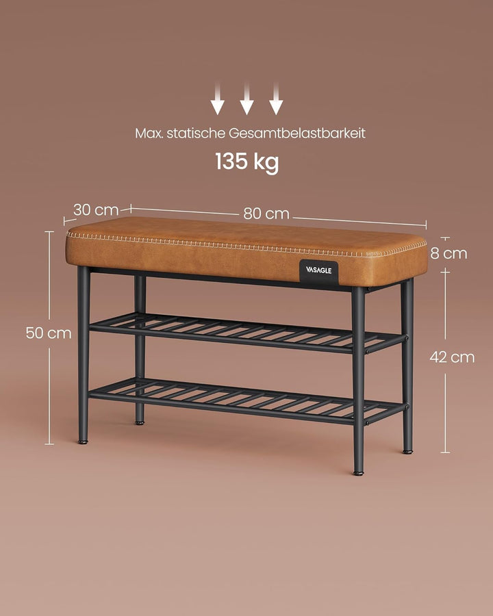 EKHO Cipőpad, Bejárati cipőtartó 30x80x50 cm, karamellbarna-VASBÚTOR