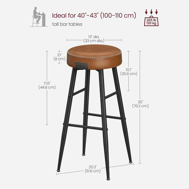 EKHO bárszékek, 2 db-os 76.2 cm magas bárszék szett, karamellbarna-VASBÚTOR