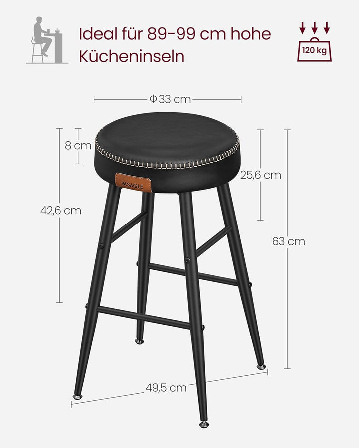 EKHO bárszékek 2db-os készlet, Konyhai székek, Fekete-VASBÚTOR