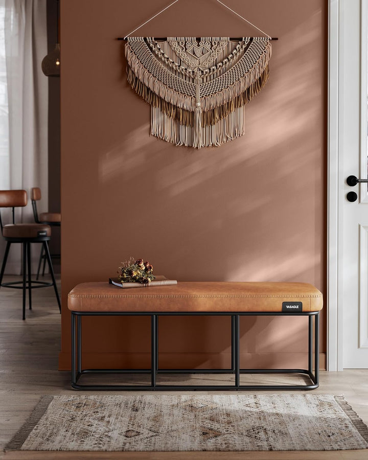 EKHO ülőpad, műbőr kárpitozott pad 40 x 120 x 45 cm, karamellbarna-VASBÚTOR
