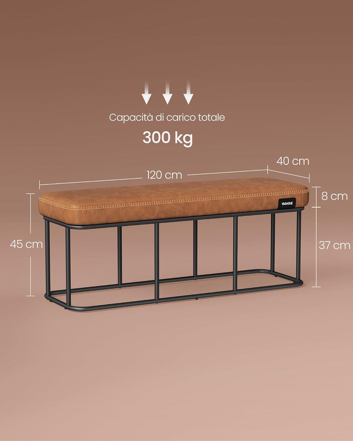 EKHO ülőpad, műbőr kárpitozott pad 40 x 120 x 45 cm, karamellbarna-VASBÚTOR