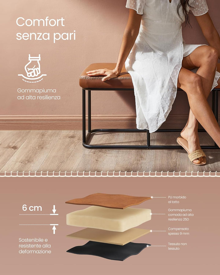 EKHO ülőpad, műbőr kárpitozott pad 40 x 120 x 45 cm, karamellbarna-VASBÚTOR