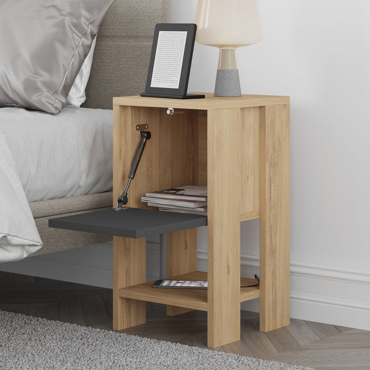 Éjjeliszekrény Ema - Oak, Anthracite-VASBÚTOR