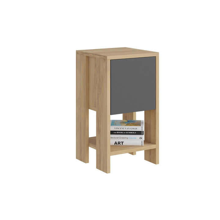 Éjjeliszekrény Ema - Oak, Anthracite-VASBÚTOR
