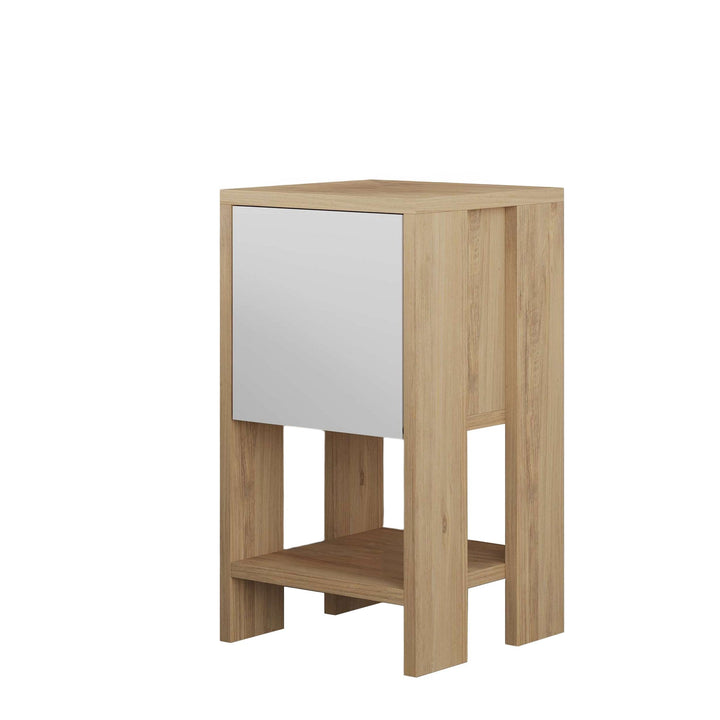 Éjjeliszekrény Ema - Sapphire Oak, White-VASBÚTOR