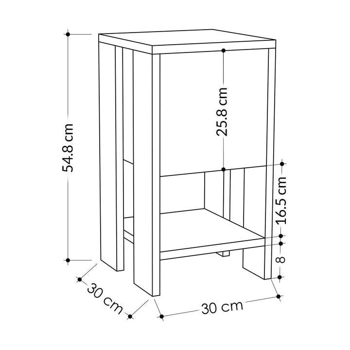 Éjjeliszekrény Ema - Sapphire Oak, White-VASBÚTOR