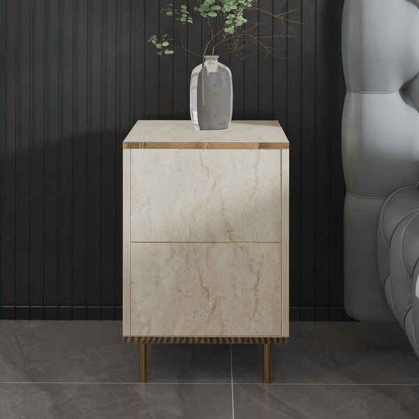Éjjeliszekrény Imaj - Travertine, Gold-VASBÚTOR
