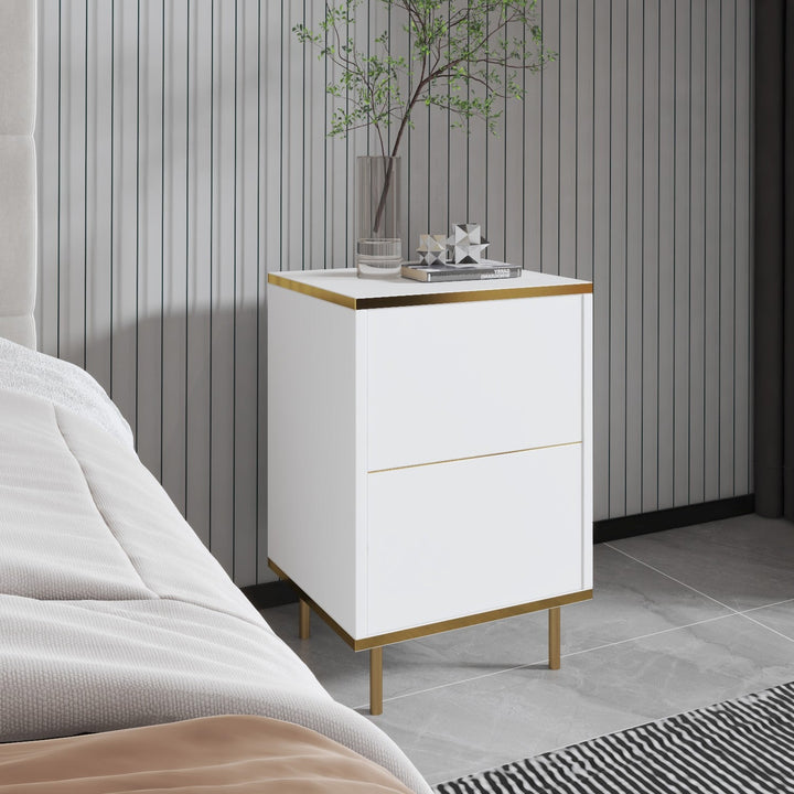 Éjjeliszekrény Imaj - White, Gold-VASBÚTOR