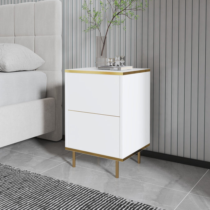 Éjjeliszekrény Imaj - White, Gold-VASBÚTOR