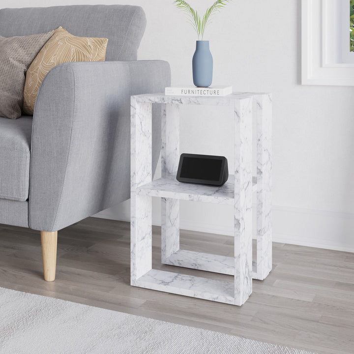 Éjjeliszekrény Lonie - Carrara Marble-VASBÚTOR
